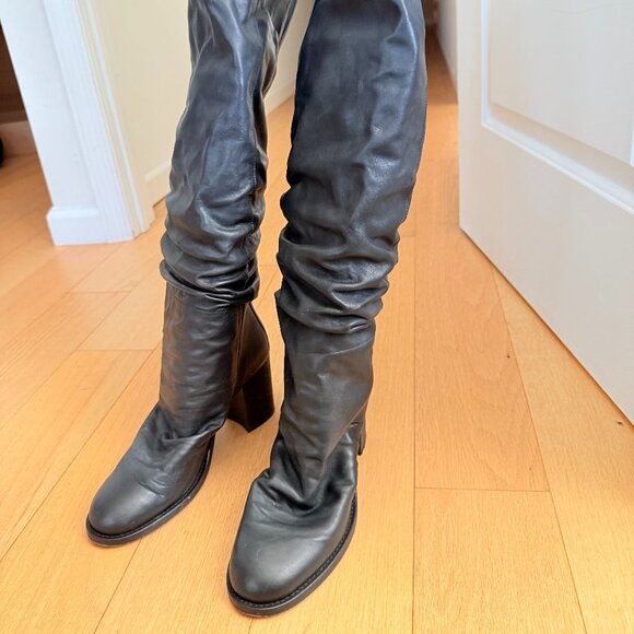 Free People Elle Tall Slouch Boots Size 10 Black - NBW - Picture 1 of 9